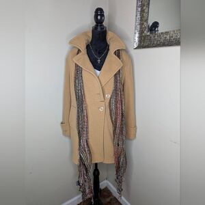 Tan Peacoat With Scarf Size XL